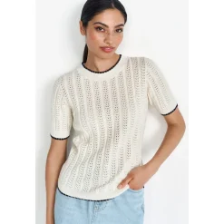 Ajour Crew-neck with contrast
