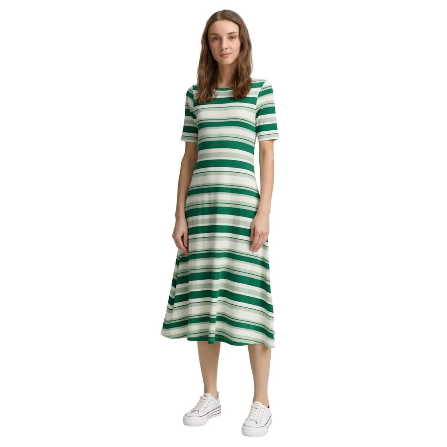 Block stripe midi dress