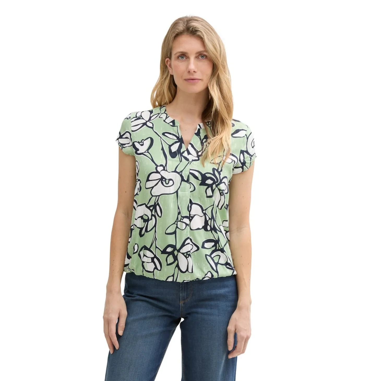 Blouse printed shortsleeve