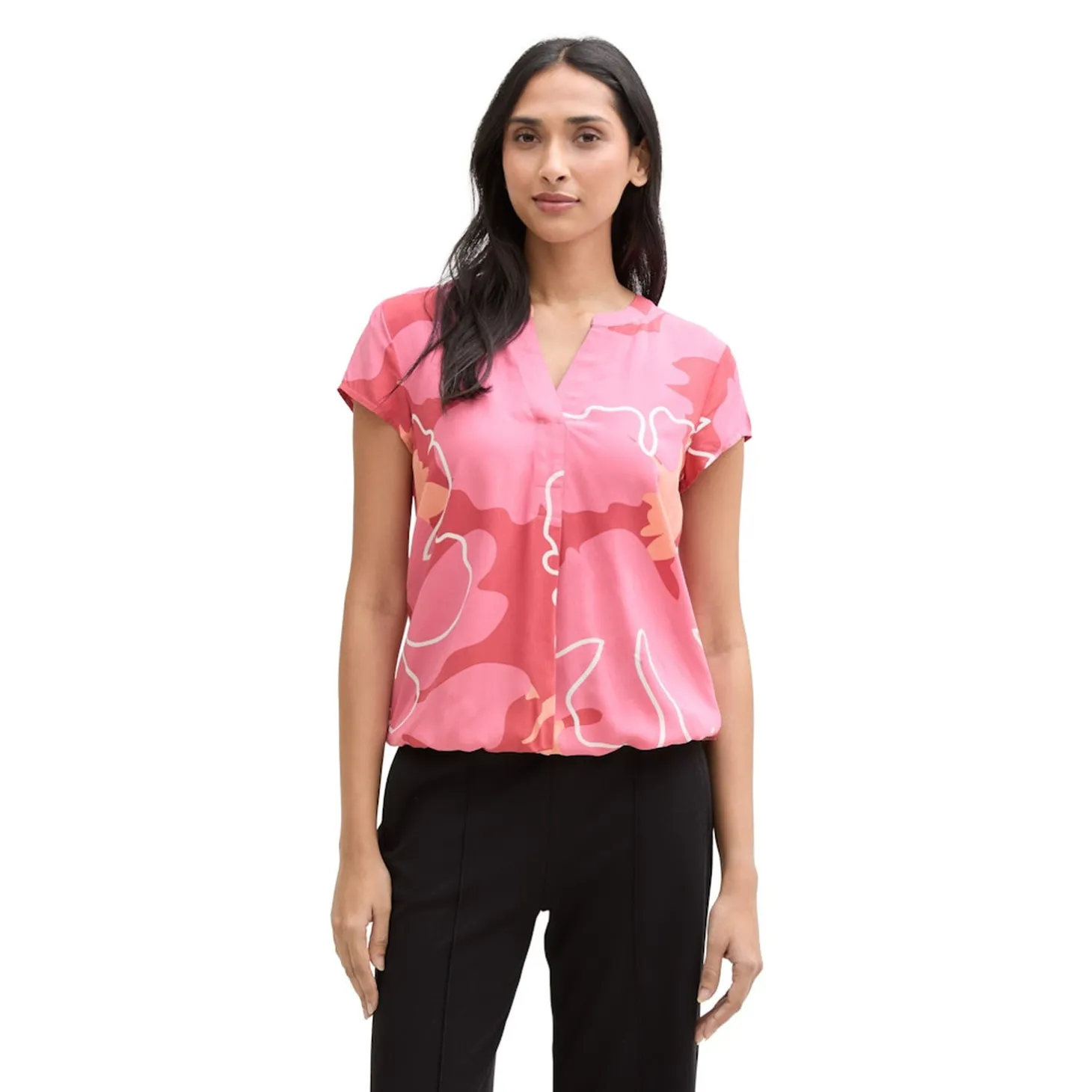 Blouse printed shortsleeve