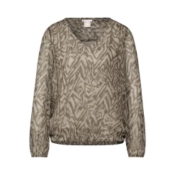 Chiffon V-neck blouse w gather