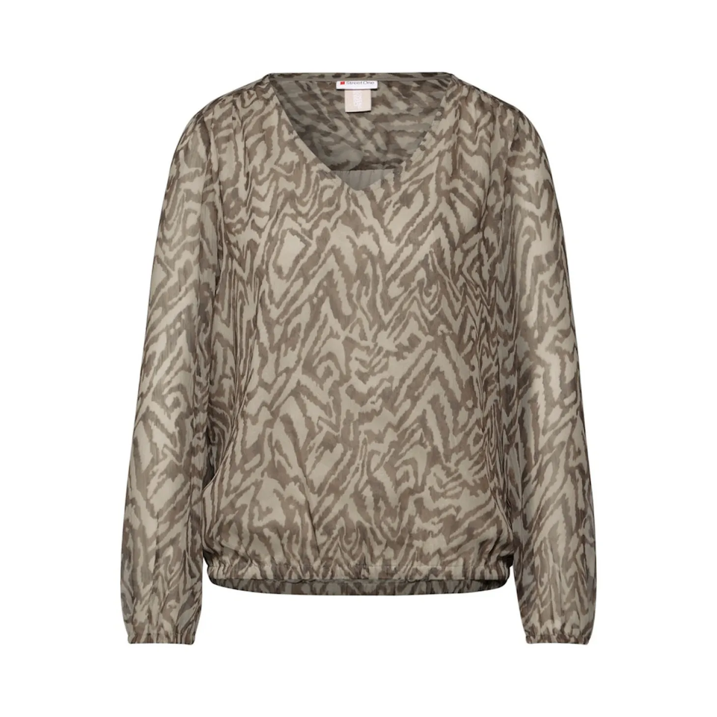 Chiffon V-neck blouse w gather
