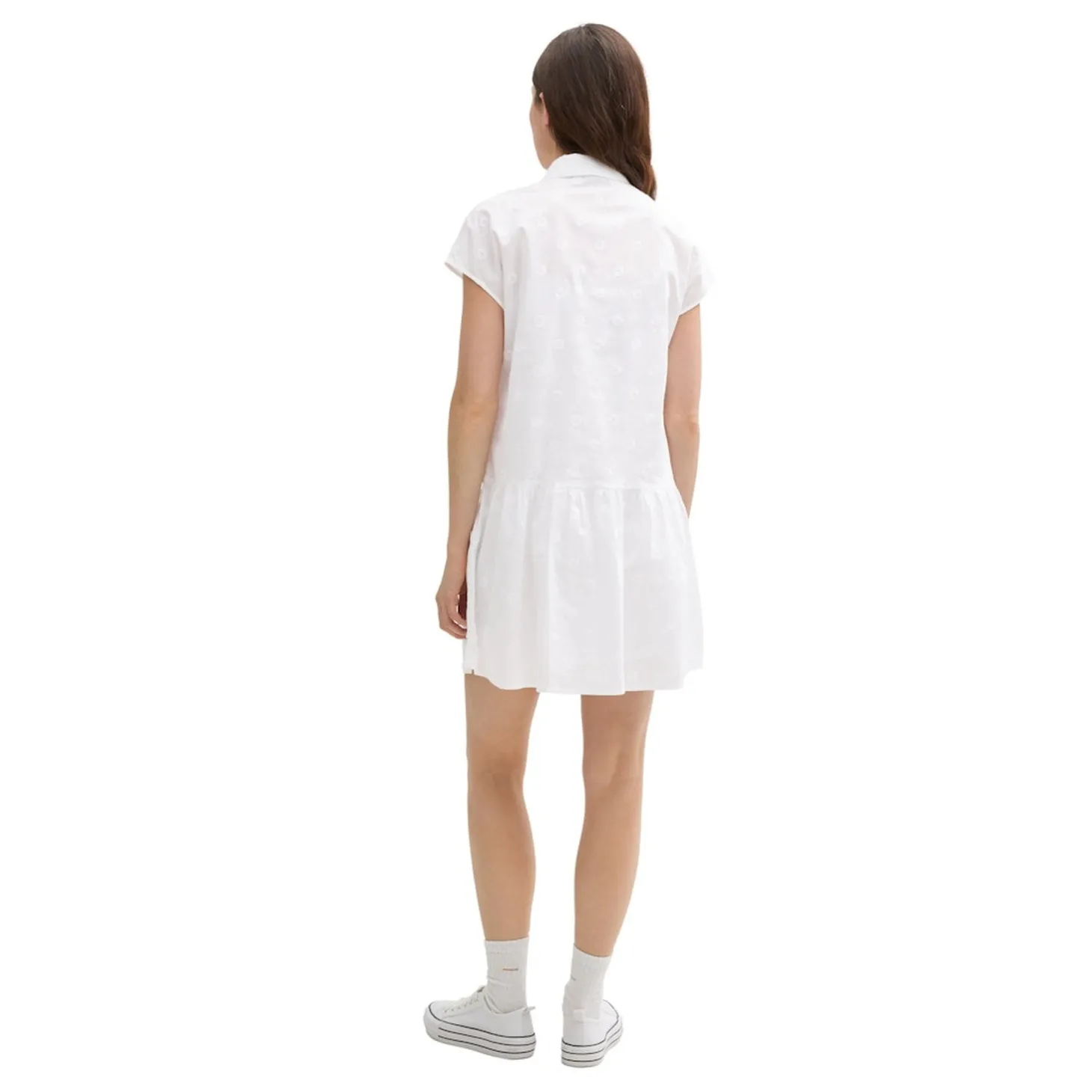 Embroidered dot shirt dress