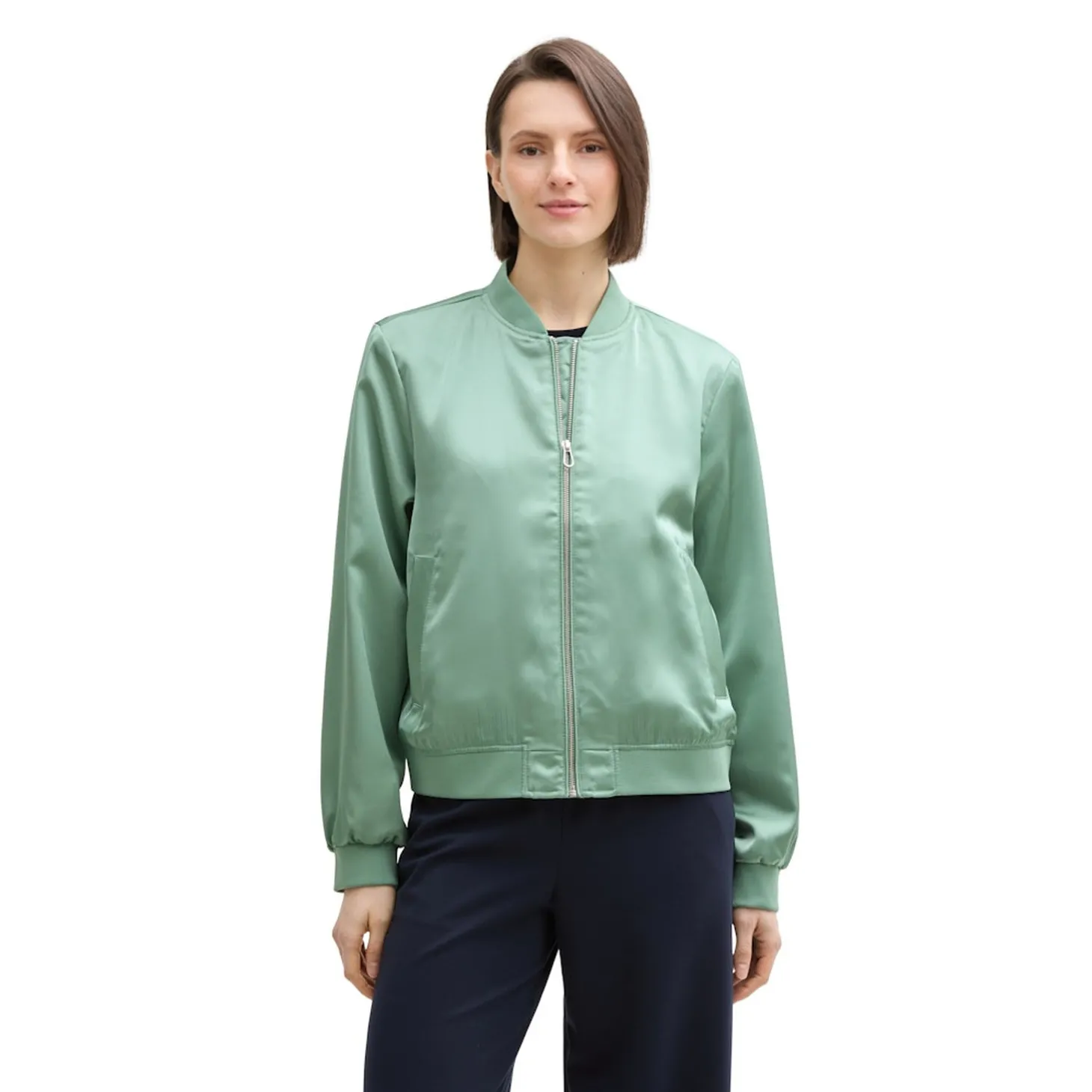 Feminine bomber collar jacket