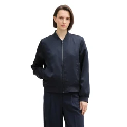Feminine bomber collar jacket