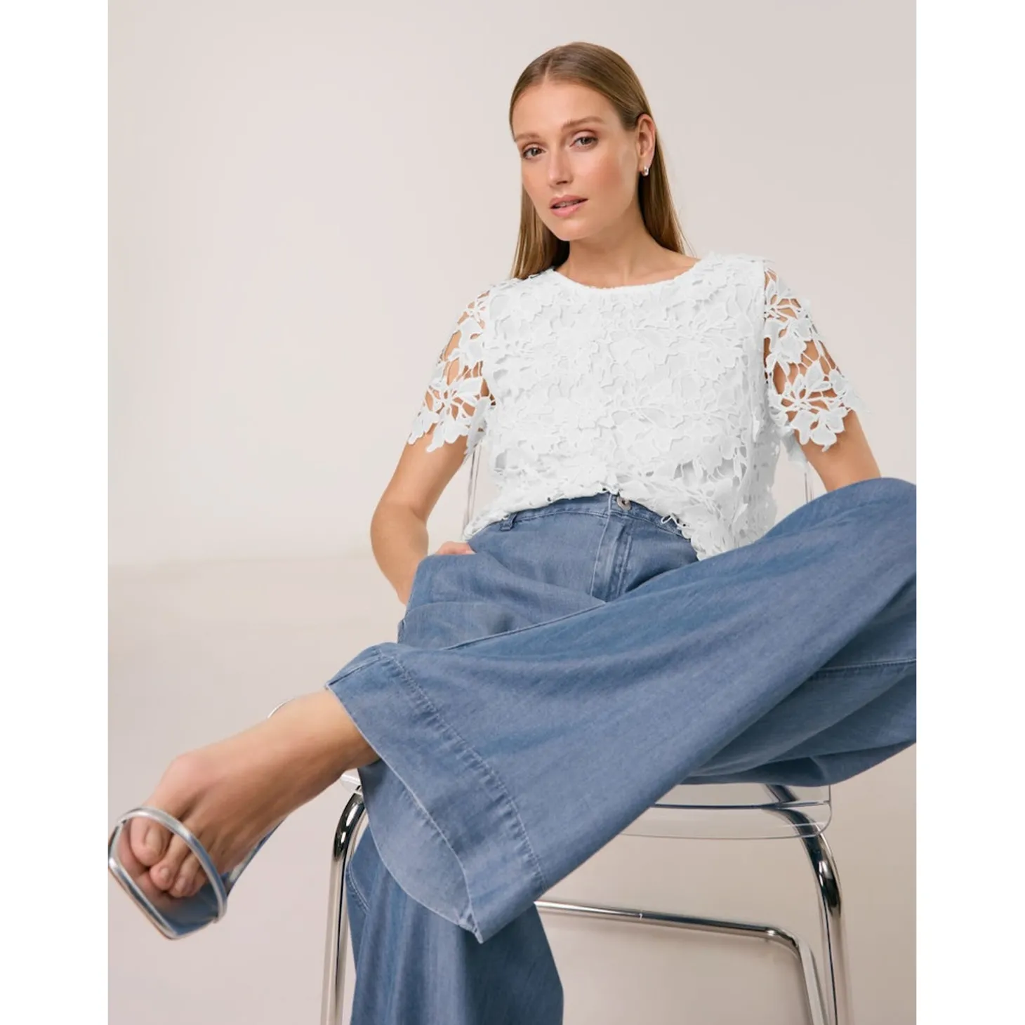 HOSE JEANS LANG PALAZZO