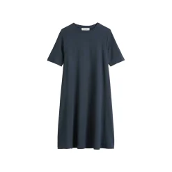 Jersey dress, wide seam, round