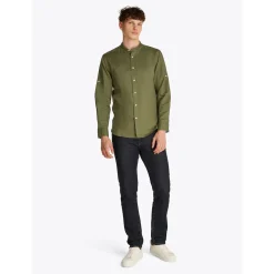 LINEN BLEND MAO COLLAR SHIRT