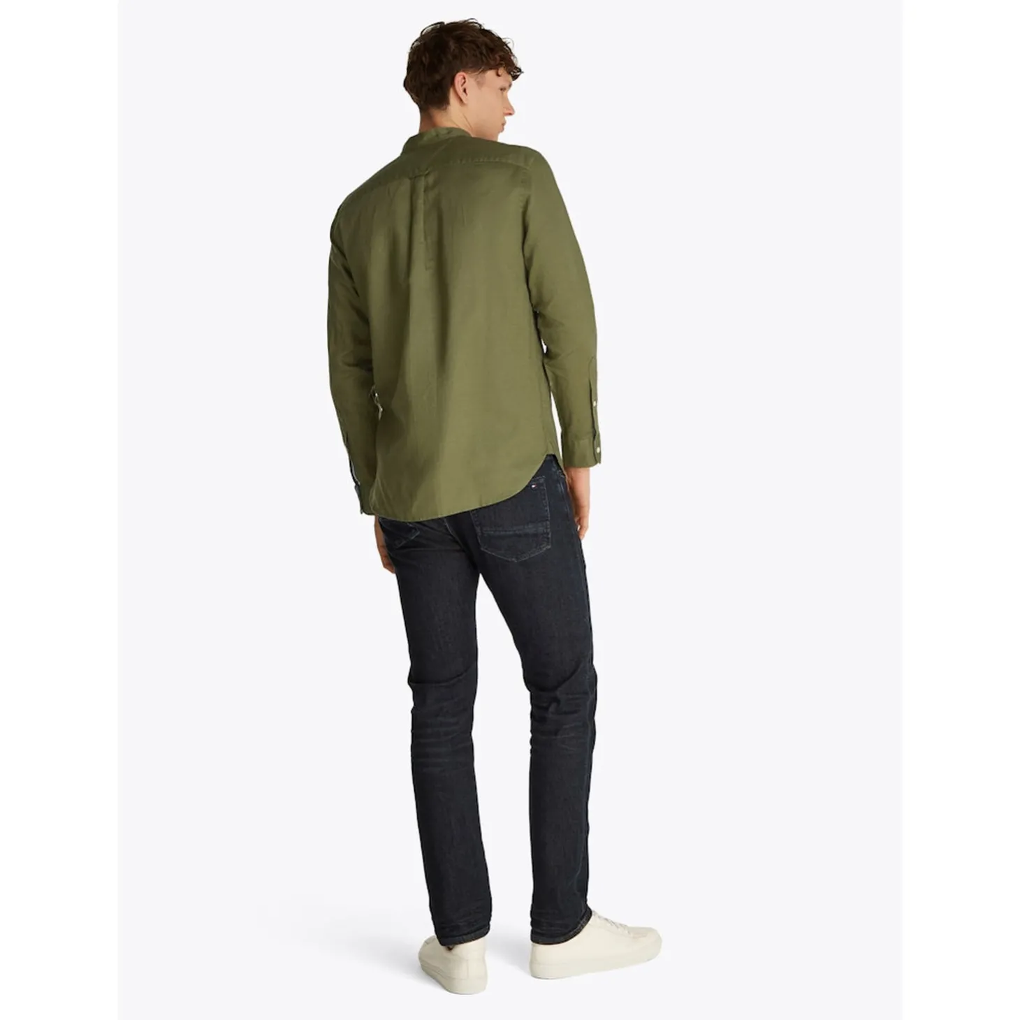 LINEN BLEND MAO COLLAR SHIRT