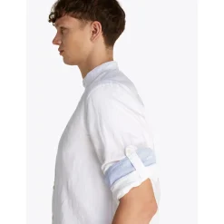 LINEN BLEND MAO COLLAR SHIRT