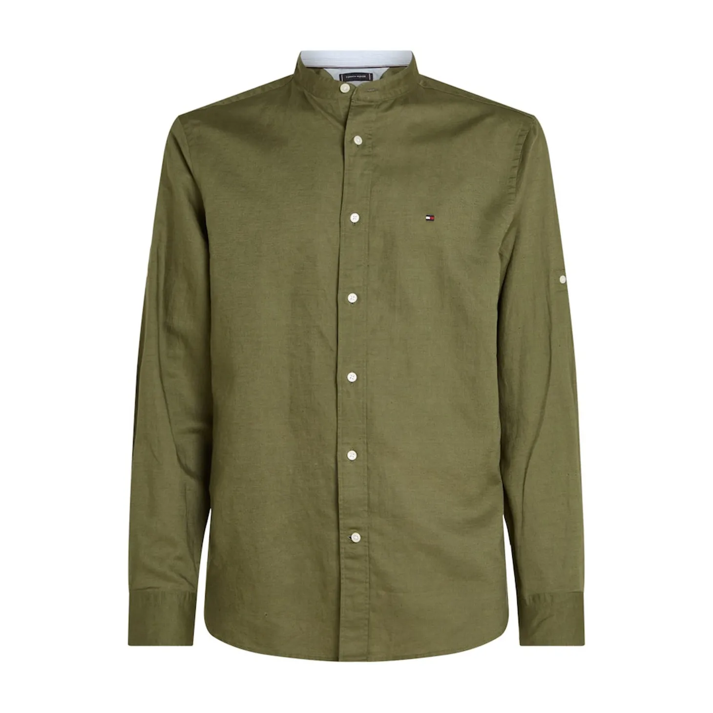 LINEN BLEND MAO COLLAR SHIRT