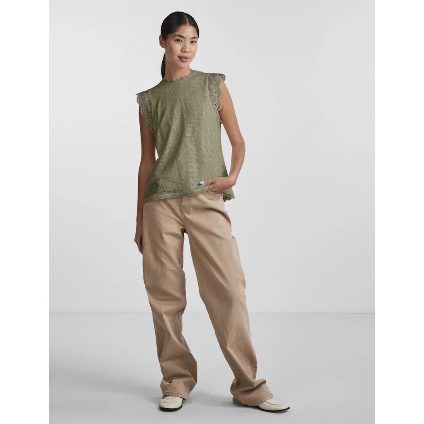 PCOLLINE SL LACE TOP WVN NOOS