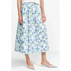 Printed cotton midi skirt