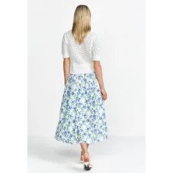Printed cotton midi skirt