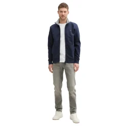 Printed stand-up sweat jacket