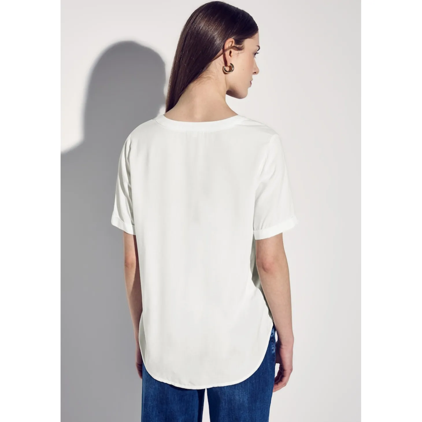 QR Splitneck blouse w turn-up