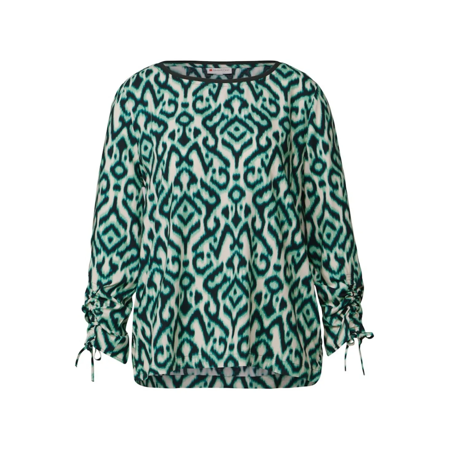 Roundneck blouse w gathered sl