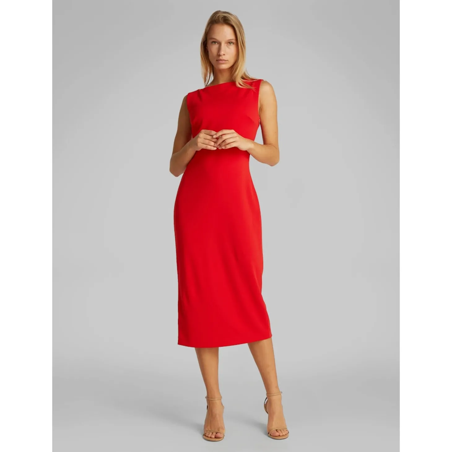 SCUBA CREPE MIDI SLASH DRESS