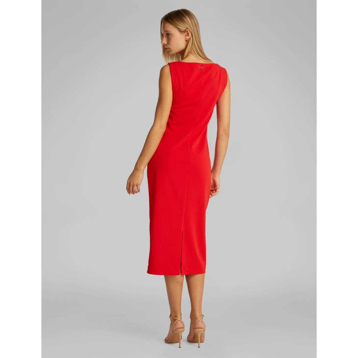 SCUBA CREPE MIDI SLASH DRESS