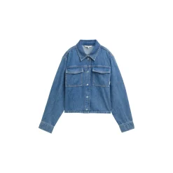 Short denim shirt with pockets