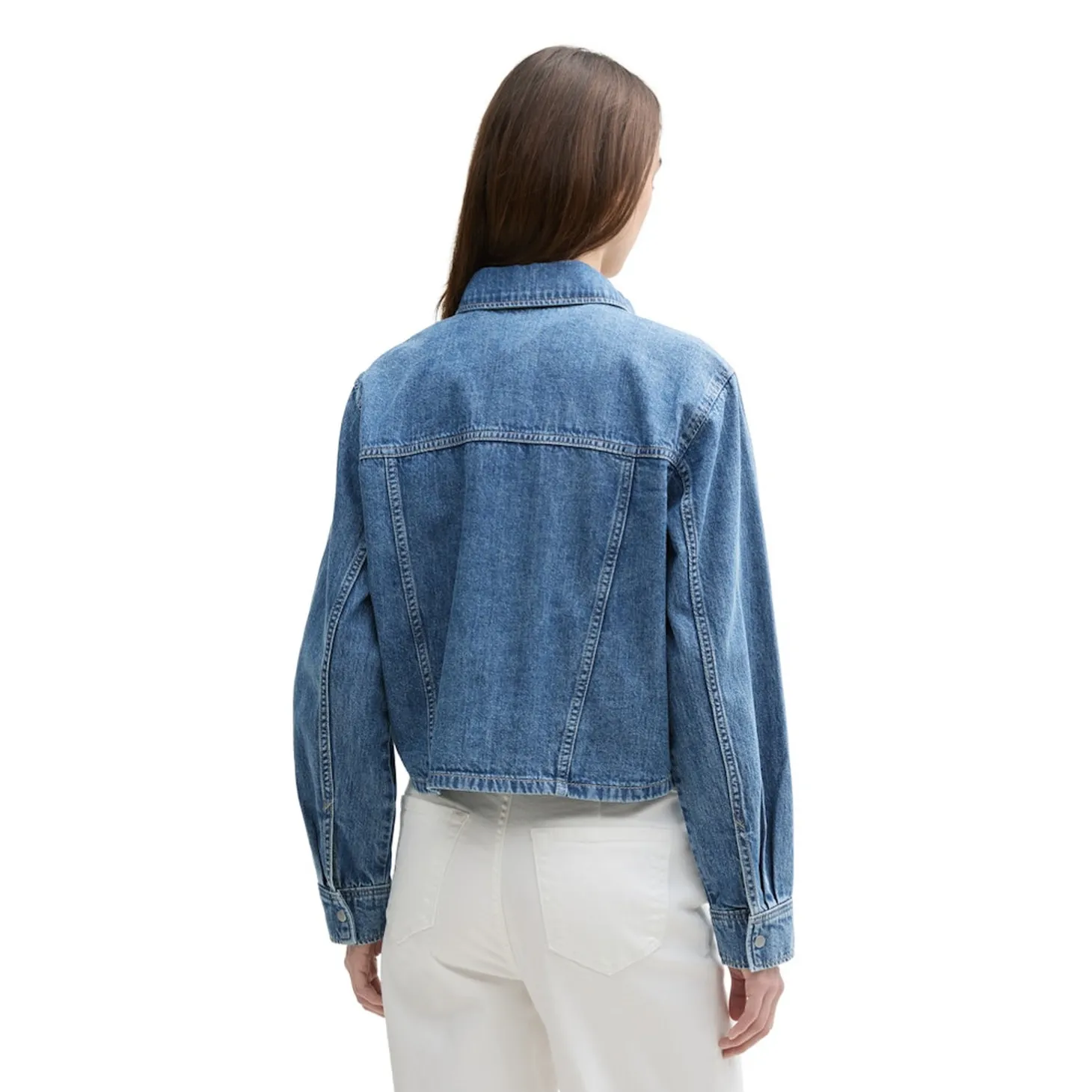 Short denim shirt with pockets