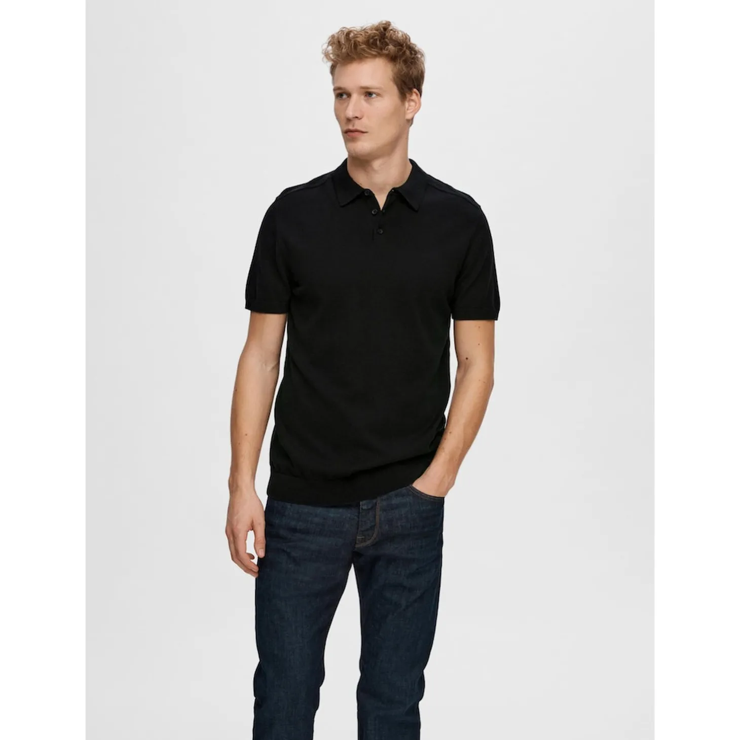 SLHBERG SS KNIT POLO NOOS