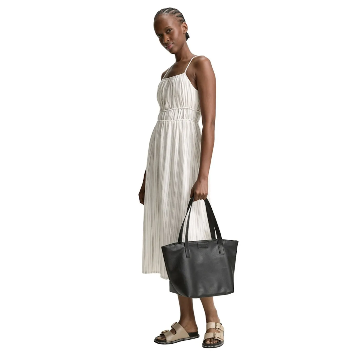 Strap midi linen dress
