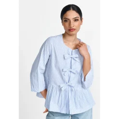 Striped blouse with bow