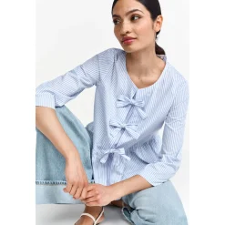 Striped blouse with bow