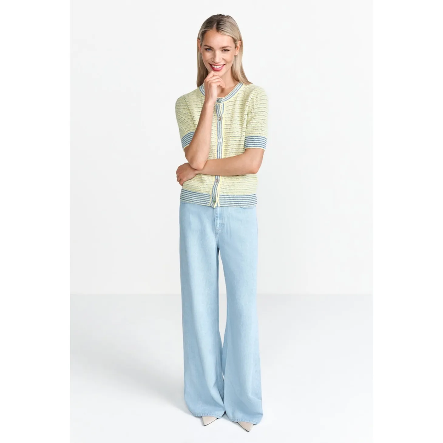 Striped towelling cardigan
