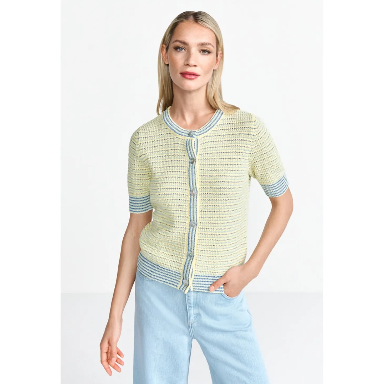 Striped towelling cardigan