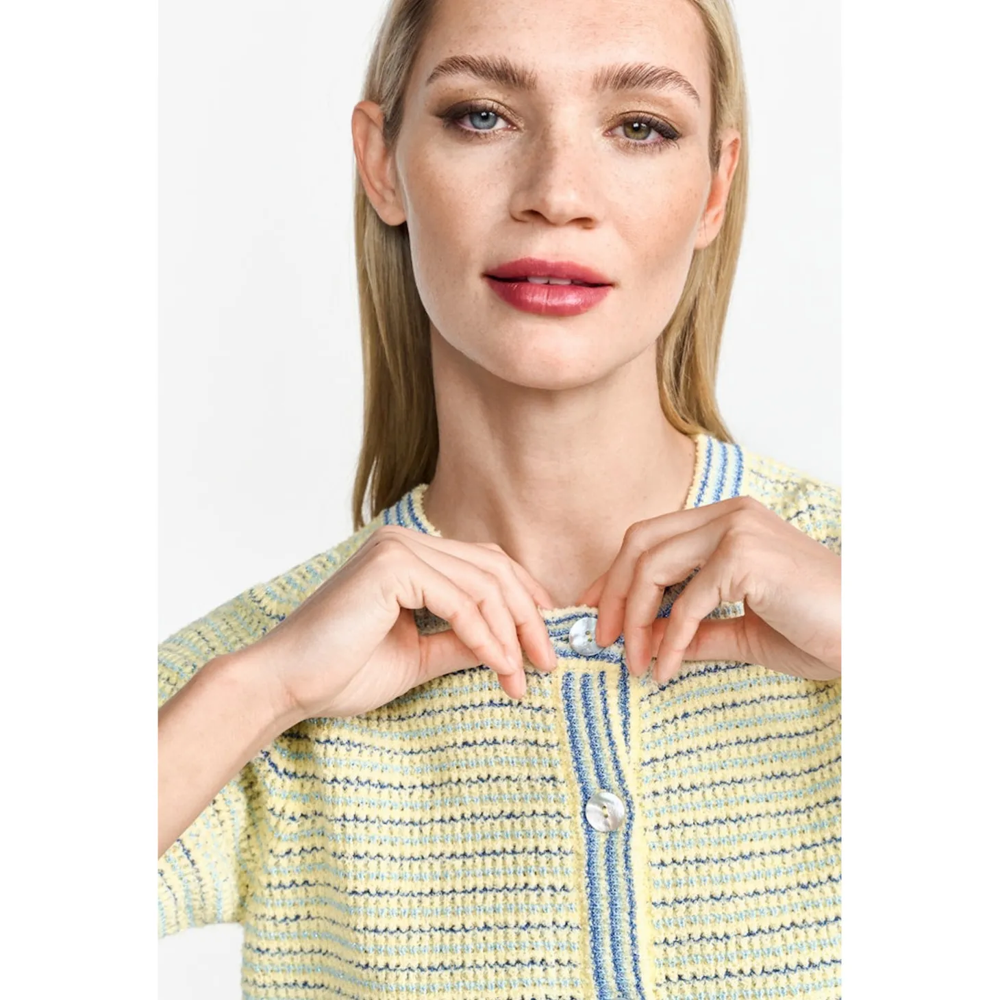 Striped towelling cardigan