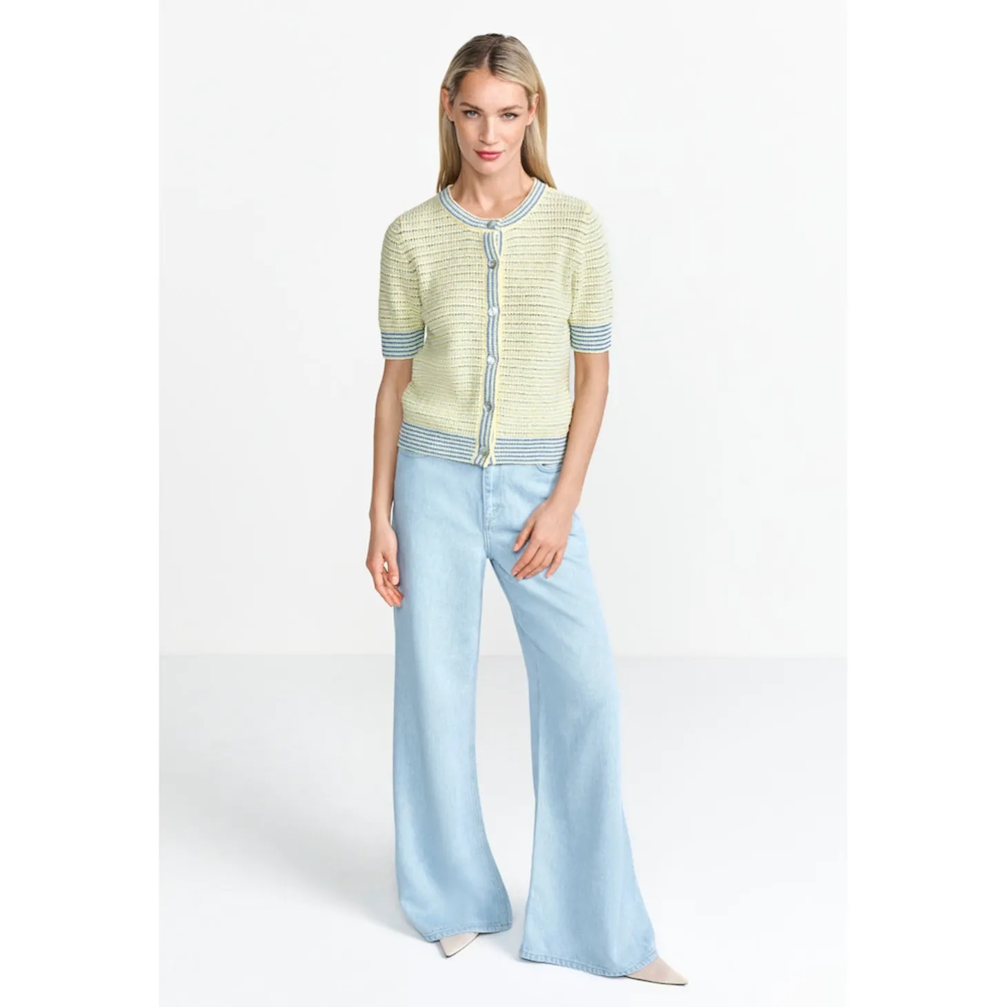Striped towelling cardigan