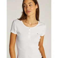 TJW SLIM BUTTON RIB C-NECK SS