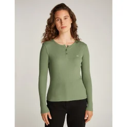 TJW SLM BUTTON RIB C-NECK LS E
