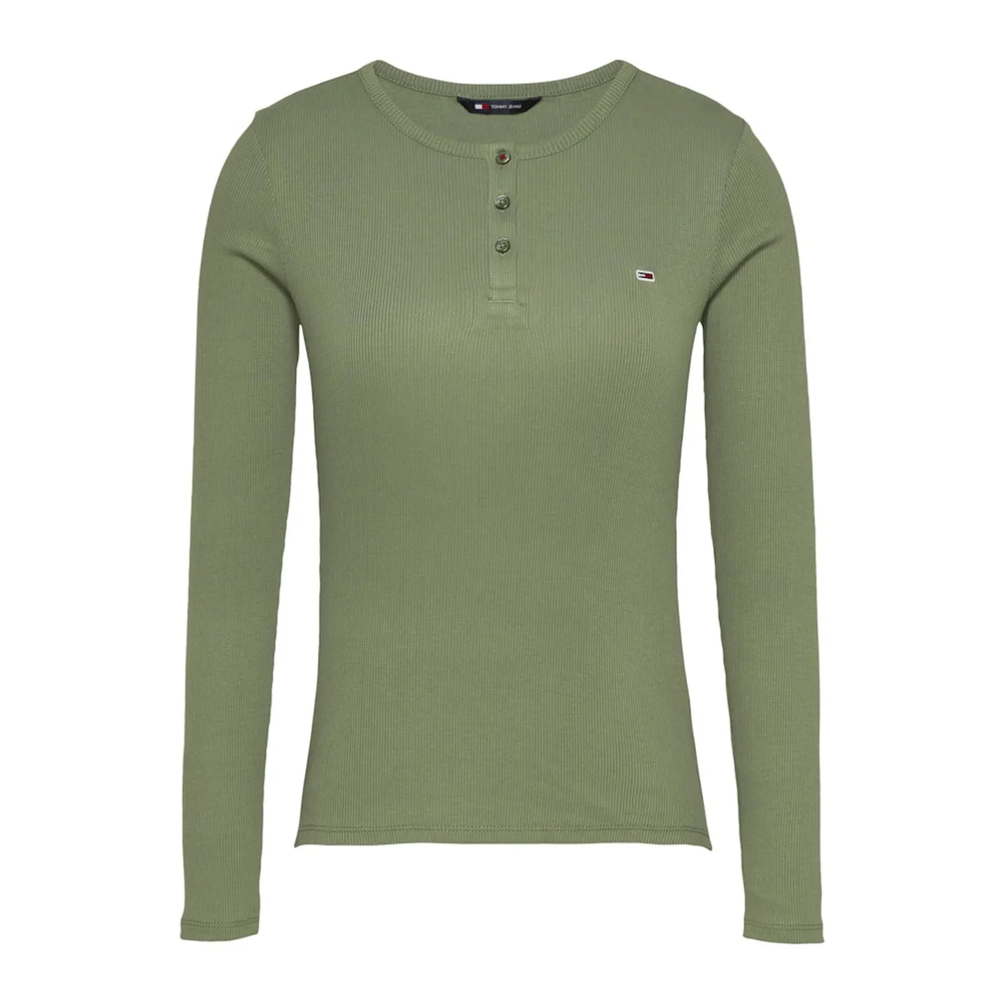 TJW SLM BUTTON RIB C-NECK LS E