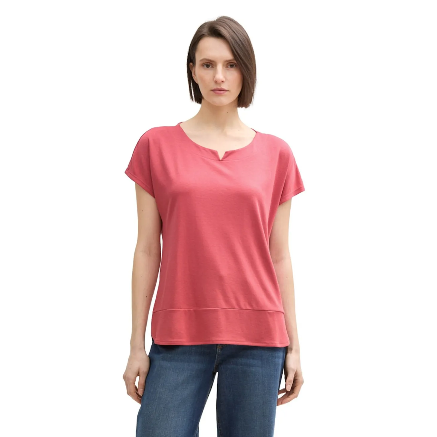 T-shirt fabric mix crew neck