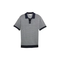 Twotone structured knit polo
