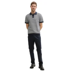 Twotone structured knit polo