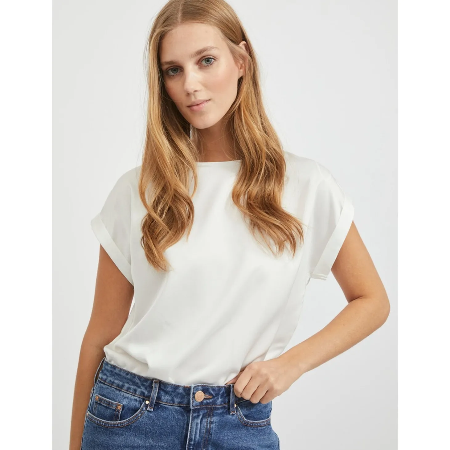 VIELLETTE S/S SATIN TOP/SU