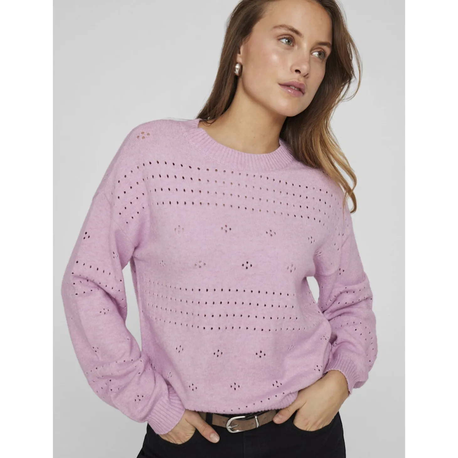 ! VIRIL L/S O-NECK POINTELLE
