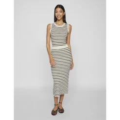VIZICHA STRIPED MIDI KNIT SKIR